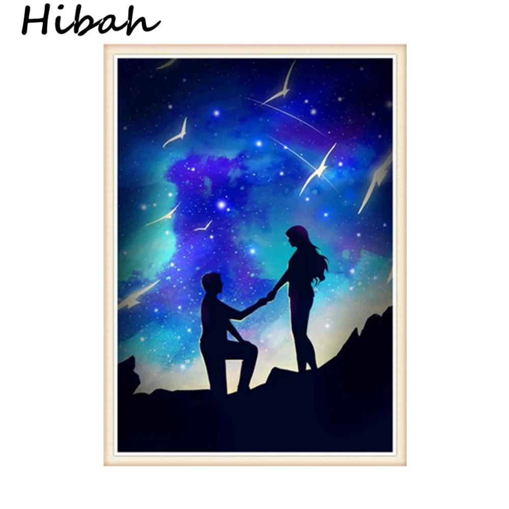 

5D Diy Diamond Cross Stitch "Starry Sky and Lovers" Round Diamond Embroidery Needlework Diamond Mosaic Crafts