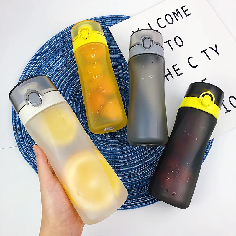 

Sports Water Bottle Locking Flip Lid and Carrier Handle Wide Mouth Plastic Leak Proof for Kids Girl Travel Pink Yellow