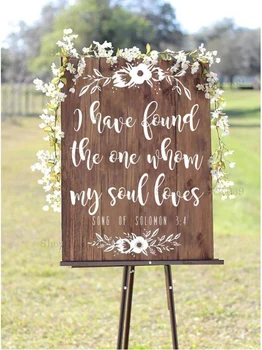 

Vinyl Wedding Decor Song Of Solomon 3:4 Quoes I Have Found The One Whom My Soul...Art Wedding Decals Wooden Board Stickers LC947