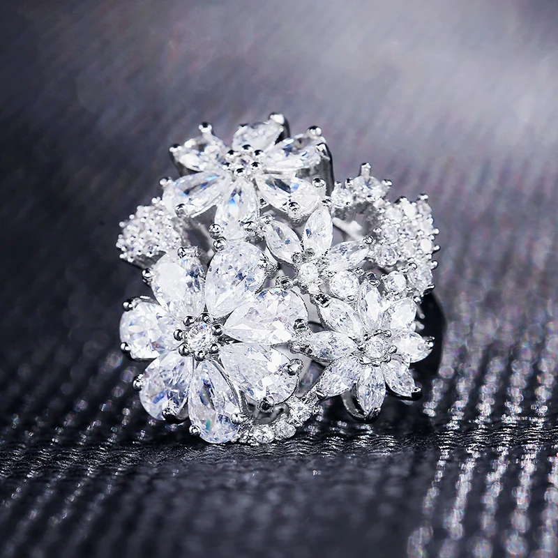 New Luxury AAA Cubic Zirconia Elegant Bowknot Wedding Rings Women Bridal Engagement Free Shipping Wholesale