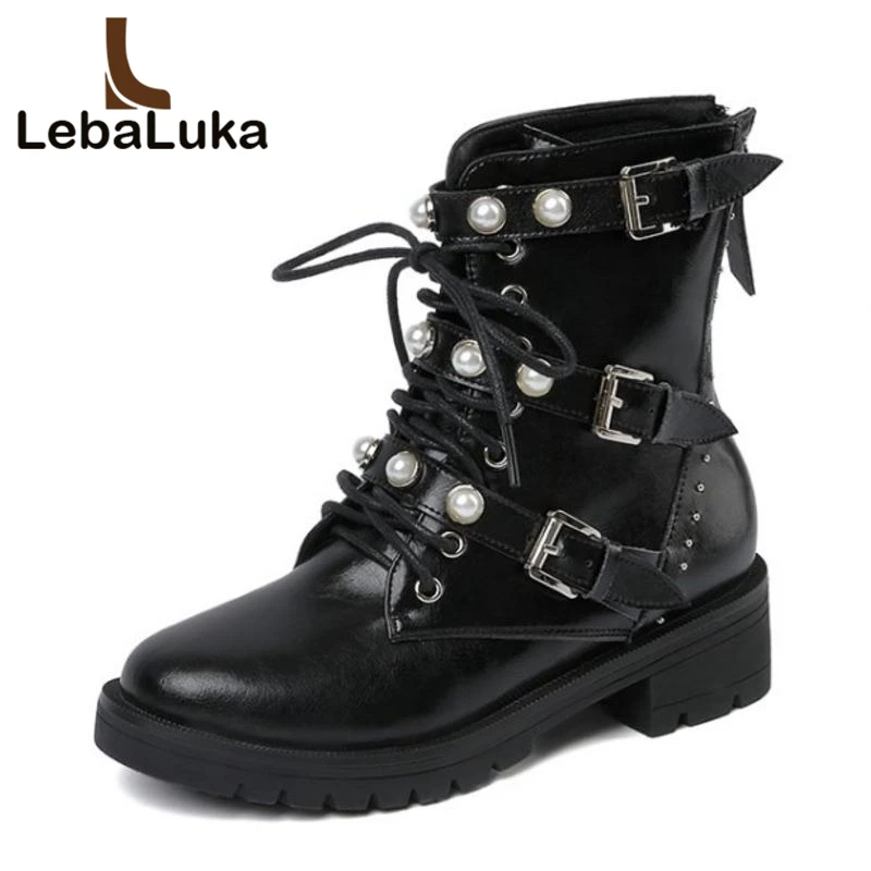 

Tuyoki Women Ankle Boots Real Leather Fur Winter Warm Short Boots Ladies Shoes Beads Rivets Fashion Shoes Woman Footwear