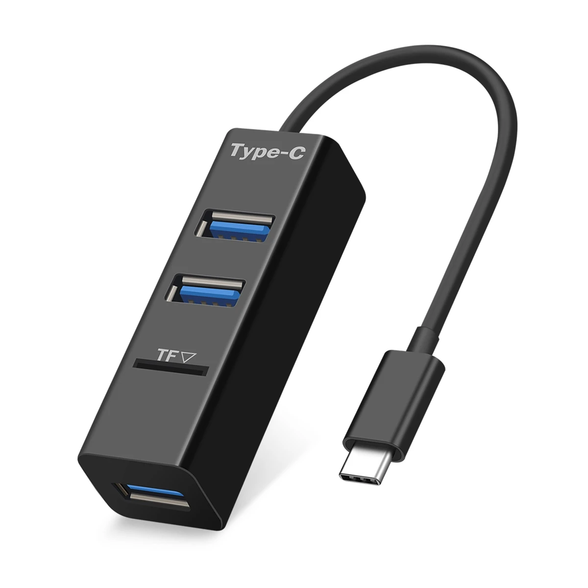 3 порта USB C концентратор Тип C разветвитель с TF кард-ридером USB-C адаптер для Macbook Pro Air Surface pro 6 huawei matebook HUB - Цвет: Black