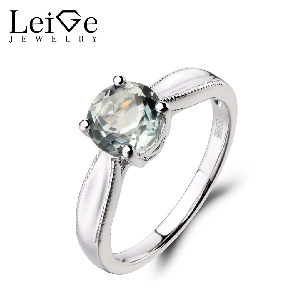 Leige Jewelry Solitaire Ring Natural Green Amethyst Ring Round Cut Wedding Ring Gemstone 925 Sterling Silver Ring Gift for Women цена Leige Jewelry Solitaire Ring Natural Green Amethyst Ring Round Cut Wedding Ring Gemstone 925 Sterling Silver Ring Gift for Women цены онлайн