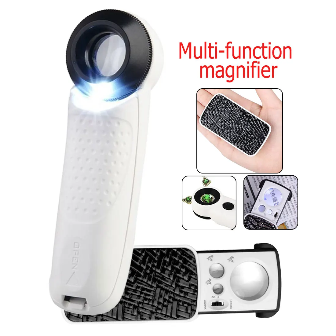 

Pocket Handheld Photoelectric Magnifier Reading Loupe 40X high 21mm Exclamation mark type Photoelectric magnifying glass