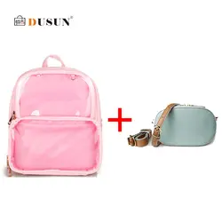 Комплект с сумкой, милая Прозрачная ПВХ-пленка, женские рюкзаки с поясной сумкой, желейные цветные школьные сумки Ita, Подростковые Сумки для