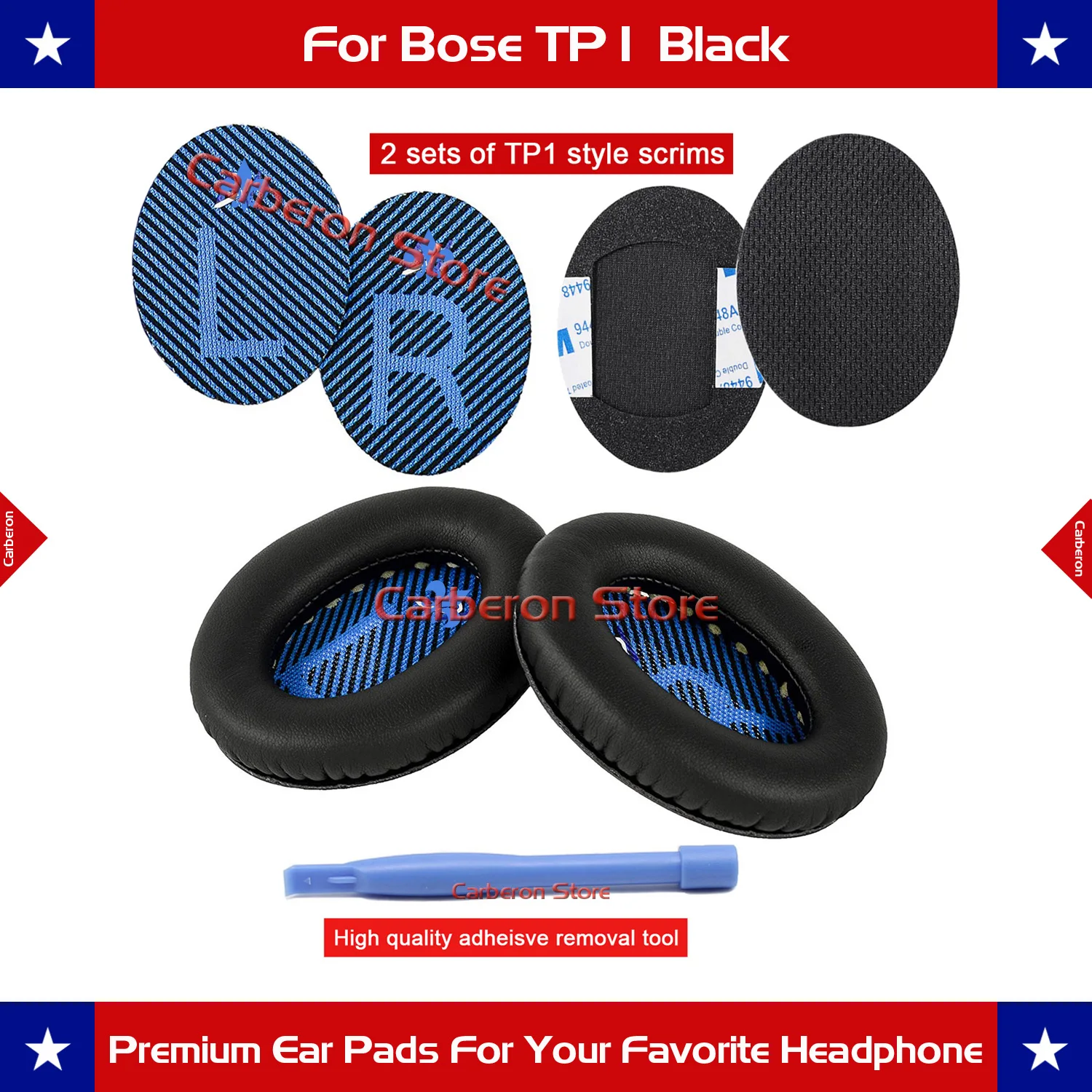 

Carberon Replacement Ear Pads Ear Cushion for Bose Around Ear(AE)/Tri-port 1(TP1/TP1A) Headphone(Black)