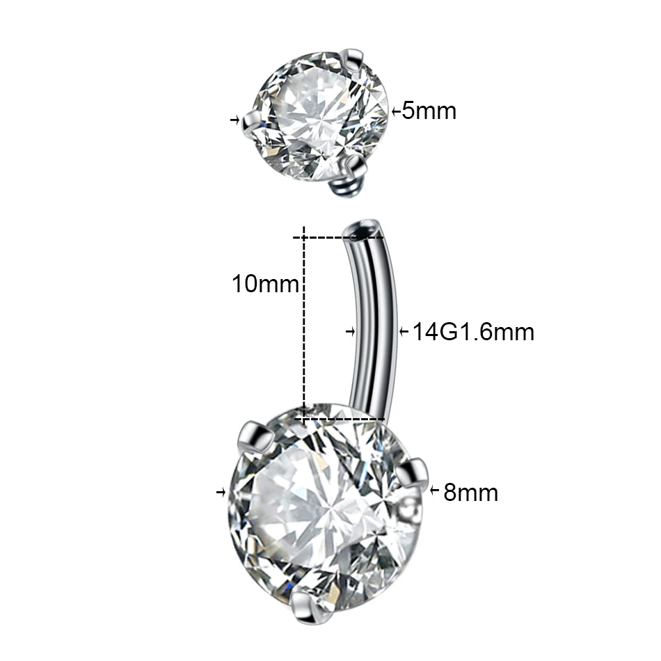 1 шт./лот Циркон Кристалл пупка кольцо внутренняя и внешняя резьба дизайн стальной пупок пирсинг пупка Сексуальная Пирсинг Oreille