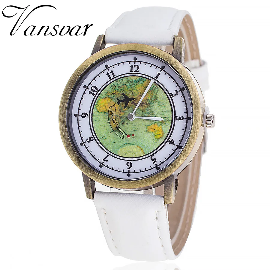 

Hot Retro Women Watches Map Pattern Dial Ladies Quartz Wristwatch 9 Colck Leather Strap Clock Featured Relogio Feminino@50