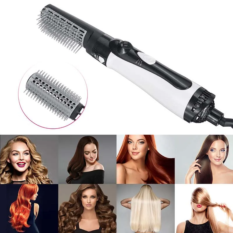 Professional 2 In 1 Hair Styler Styling Tools Electric Hair Curler Roller Curling Iron Brush Rotating Hair Dryer Comb Us Plug