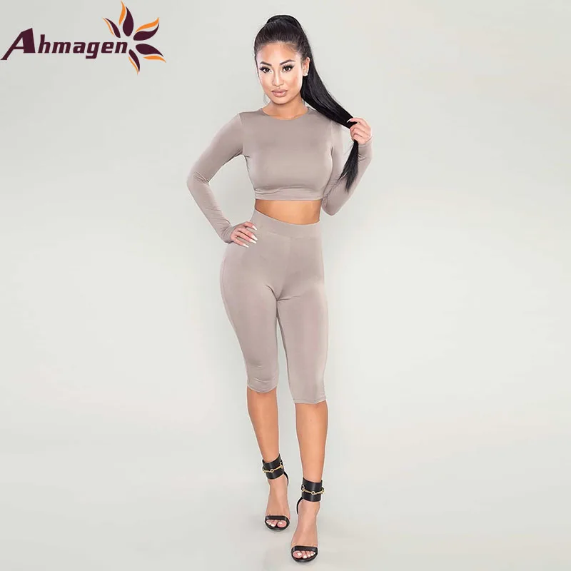 New 2017 Autumn Women Two Piece Bodycon Jumpsuit Knee Length Long
