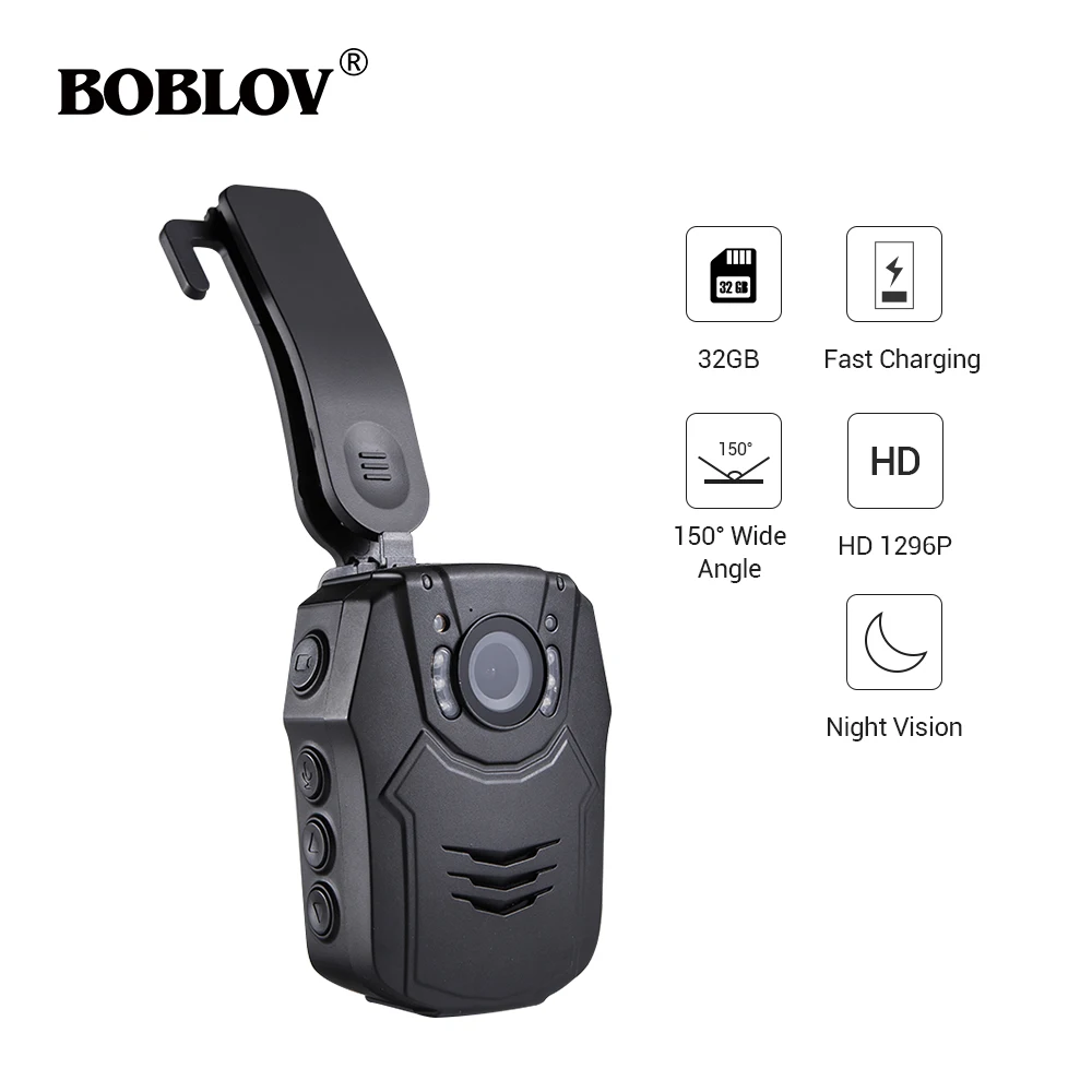 BOBLOV PD50 видеокамера камера HD 1296P IR ночного видения 32 ГБ/64 Гб безопасности карманная