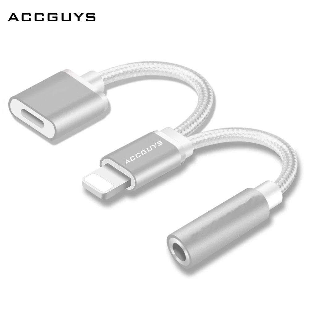 ACCGUYS Aux Audio Cable Adapter For iPhone 7 Earphone 2 in 1 3.5mm Jack
