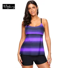 Befusy купальный костюм c полосками и вырезами сзади пляжная одежда Tankini градиент плоское дно для плавания плюс Размеры для женщин
