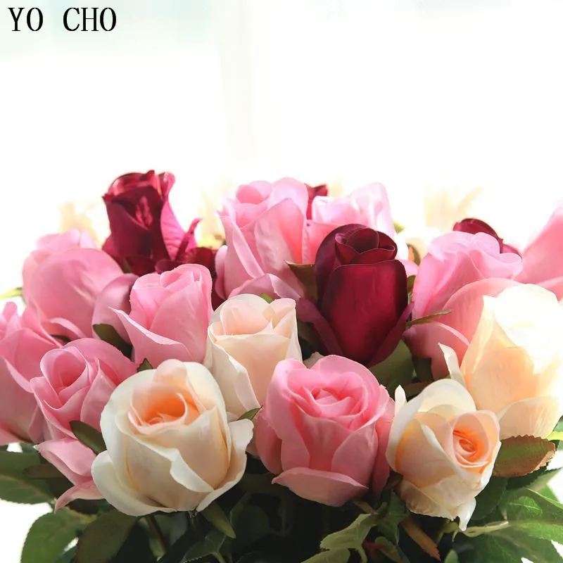 YO CHO 5pcs Artificial Flowers High Quality Samantha Rosebud Silk Flowers For Bridal Bouquet Wedding Decor DIY Gift Silk Flower YO CHO 5pcs Artificial Flowers High Quality Samantha Rosebud Silk Flowers For Bridal Bouquet Wedding Decor DIY Gift Silk Flower