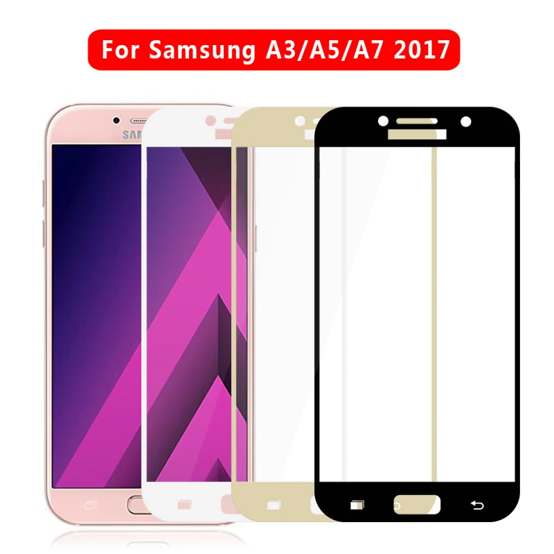 GerTong полное покрытие телефона из закаленного стекла для samsung Galaxy A3 A5 A520 A7 A720 J3 J5 J7 Защитная пленка для экрана