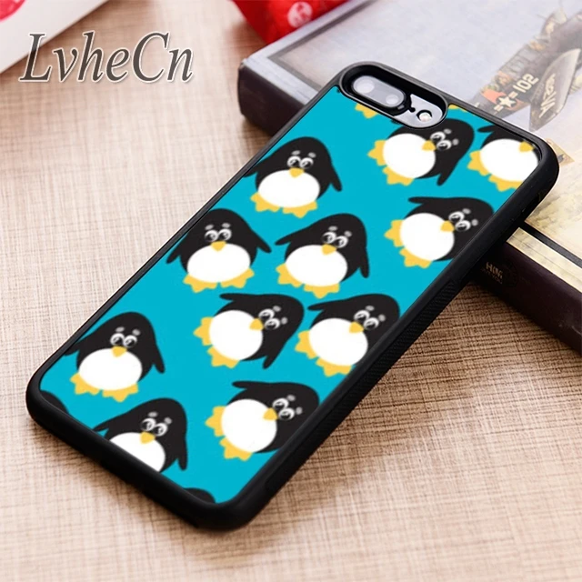 LvheCn Cute Penguins on Blue phone Case cover For iPhone 5 6 6s 7 8 plus X XR XS max 11 12 Pro Samsung Galaxy S7 edge S8 S9 S10 | Мобильные