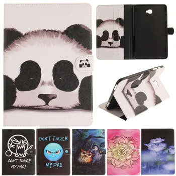 

Cantoon Panda Owl Flower Painted Flip PU Leather sFor Samsung Galaxy Tab A A6 10.1 2016 T585 T580 T580N Tablet Case Cover Shell