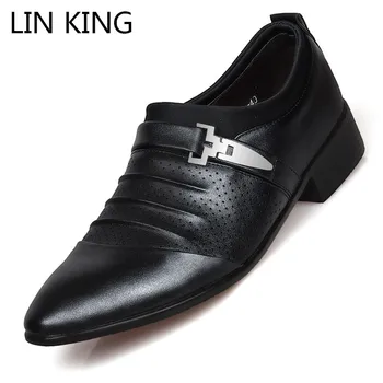 

LIN KING Plus Size 38-48 Hollow Out Oxfords Formal Shoes Men's leather Wedding Shoes Neb Business Office Dress Shoes Loafers
