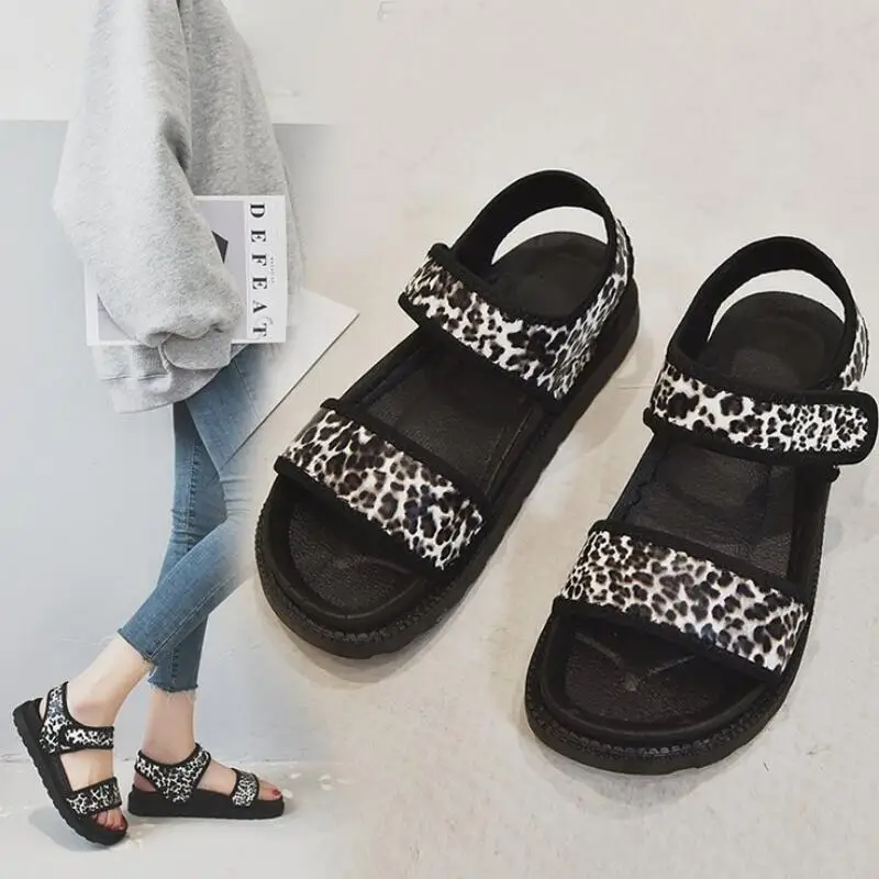 

Women Sandals Leopard 2019 Summer New Casual Sandals Anti-skid Soft Muffin Female Sandals Hook & Loop sandal Mujer Sandalias