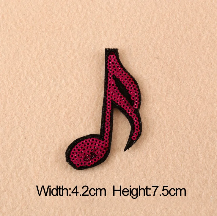 6pcs/set Sequins Musical Note Letters Embroidered Iron On Patches For Clothes Garment Applique DIY Accessory | Дом и сад