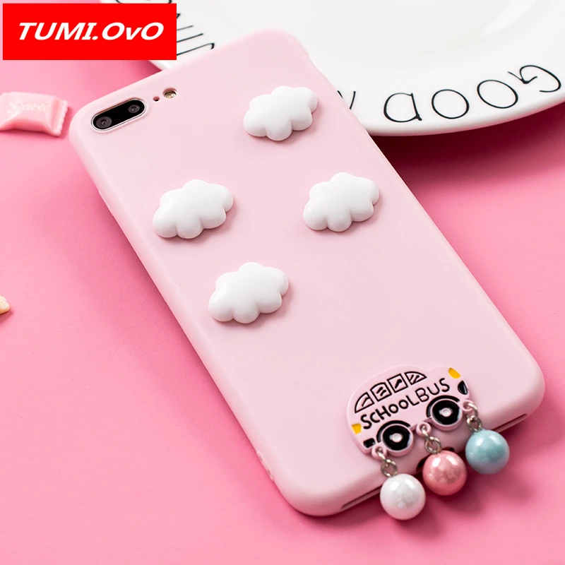 TUMI.OvO Cute 3D Clouds for iPhone X Case Candy Pink Color Soft