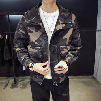 

Mens Tooling Jacket Spring Autumn Loose Casual Milltary Camouflage Coat Mens Multi-pocket Moto&Biker Male zipper Tooling Jackets