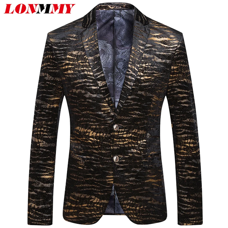 LONMMY свадебные костюмы для мужчин Золотой тигр блейзер с рисунком сценический