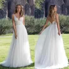 Тонкое Платье трапециевидной формы на тонких бретельках с иллюзионным лифом, сексуальное платье в пол с открытой спиной, пляжные свадебные платья