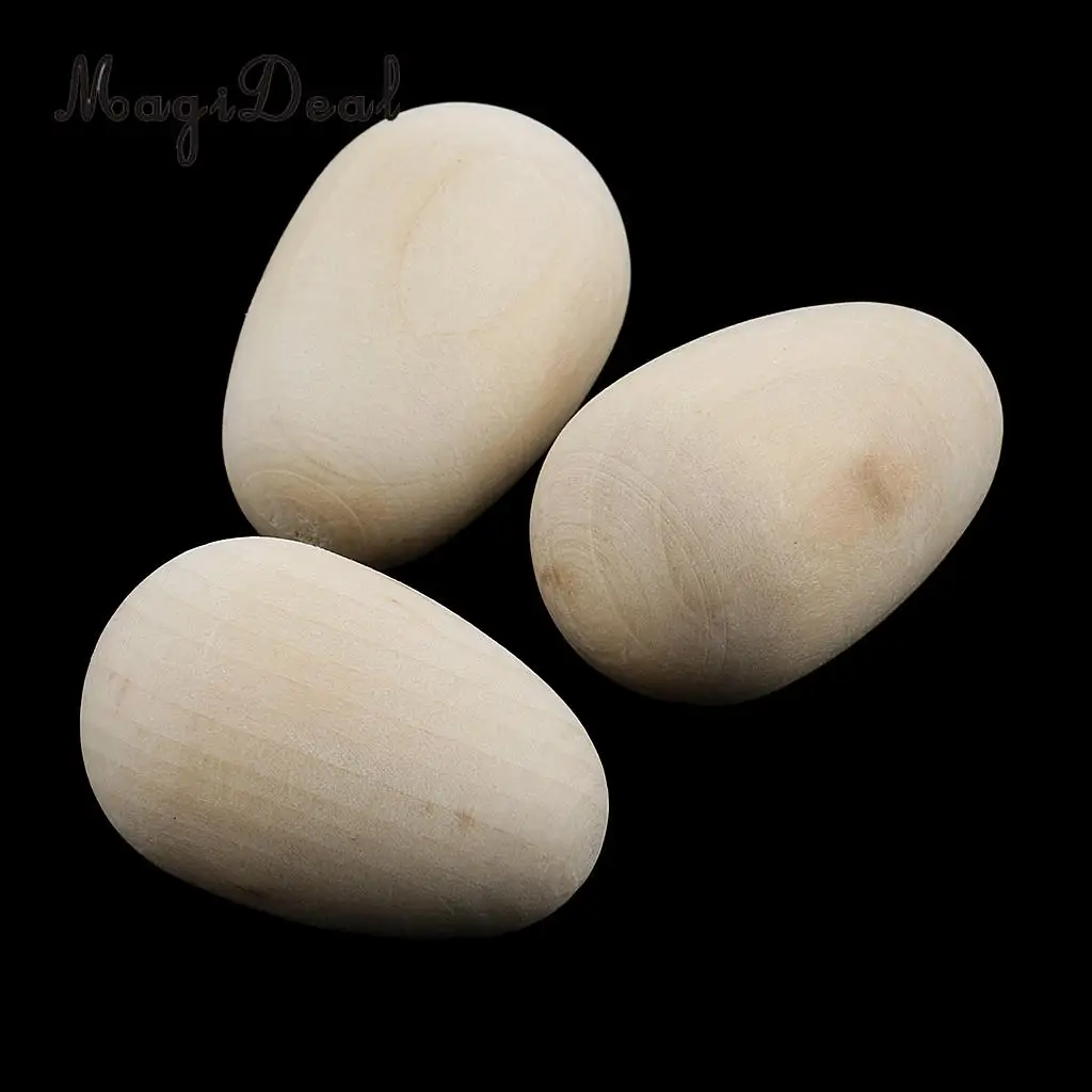 20pcs Simulation Natural Wooden Eggs DIY Hand Painted Doodle Easter Egg Play House Toy Pretend Play Toys Crafts 37mmx23mm