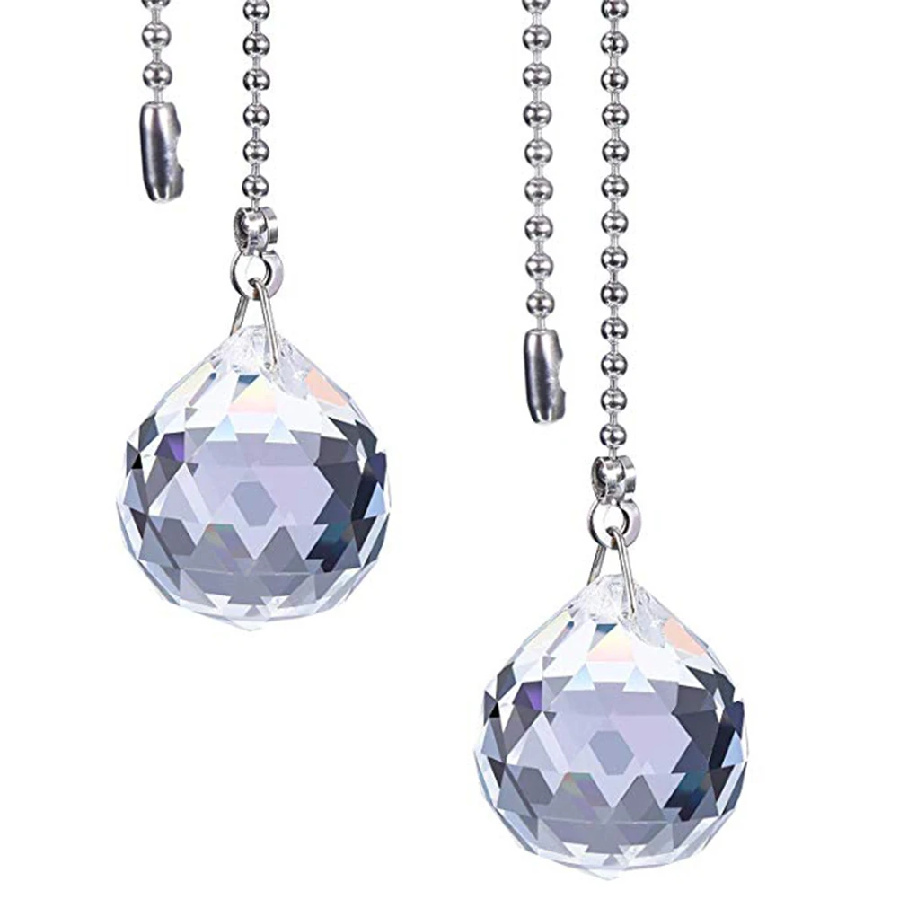 

1 Pair Clear Crystal Chain Shiny Ceiling Light Fan Attractive Easy Install Home Disassemble Chandelier Pendant Strip Decorations