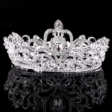FORSEVEN Женская полная круглая корона Винтажная с кристаллами хрусталя тиара и короны украшение на голову свадебная диадема аксессуары для волос
