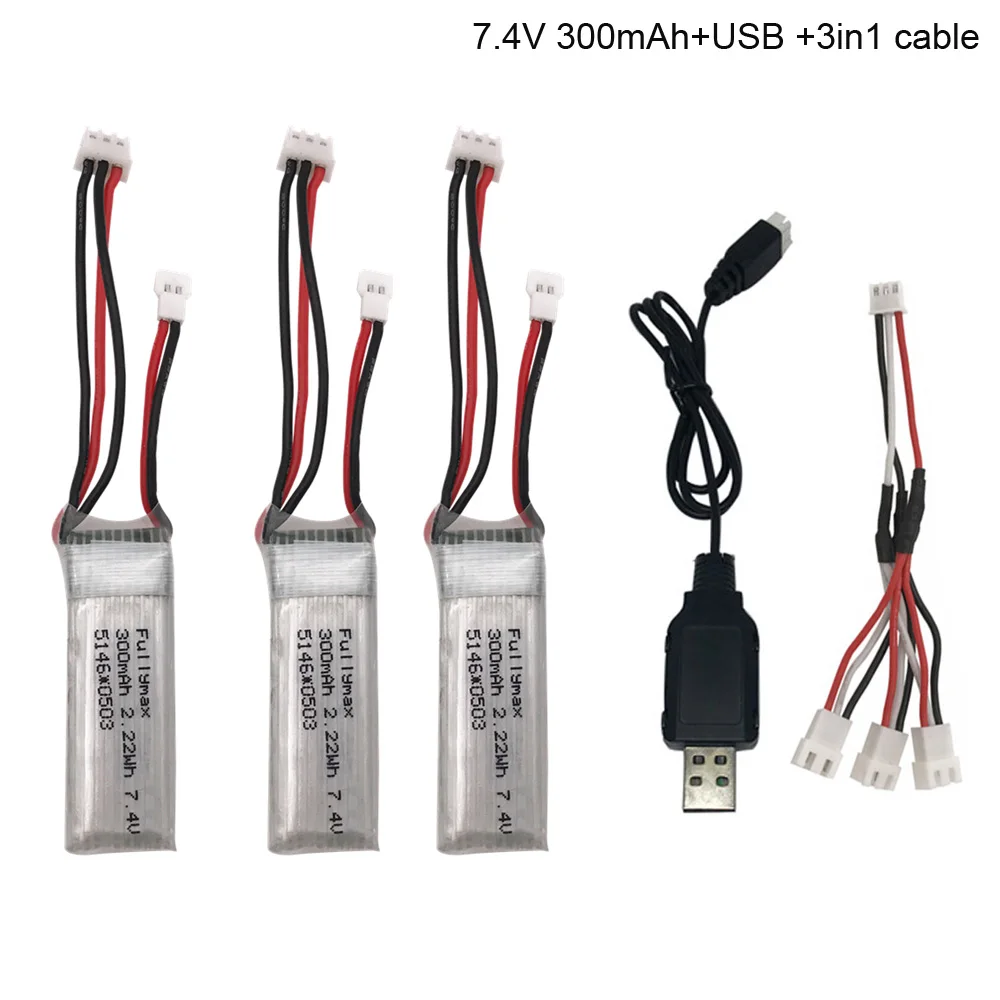 

Аккумулятор lipo 7,4 В, 300 мА · ч, с зарядным устройством USB, кабель 3 в 1 для WLToys F959 XK DHC-2, A600, A700, A800, A430, запасные части 7,4 В для F959