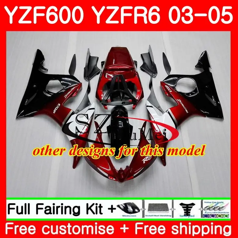 Корпус для YAMAHA YZF600 красное пламя YZF R6 R 6 03 600 кузов 67SH15 YZFR6 04 05 R600 2003 2004 2005