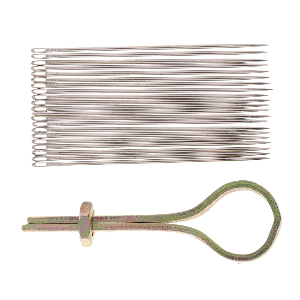 22 Needles with Metal Handle Sewing Awl Hand Stitcher Shoe Repairing Tools