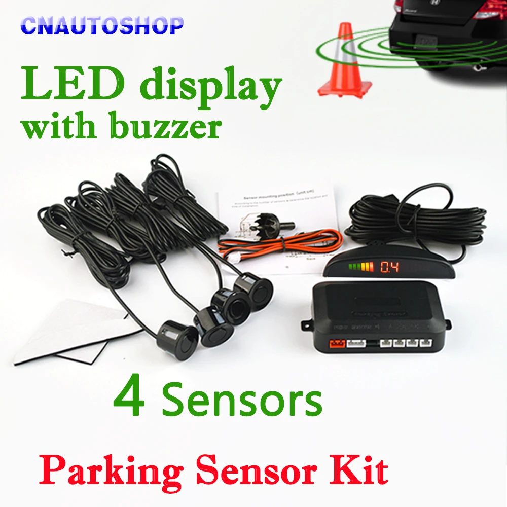 Viecar Car LED Parking Sensor Kit 4 Sensors 22mm Backlight Display Reverse Backup Radar Monitor System 12V 8 Colors