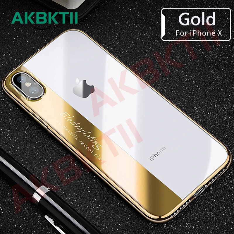 

AKBKTII Luxury Plating Edge Soft case for iPhone 7 case for iPhone XR Case XS Max X 6 6s 8 plus 7 plus cover Bumper Coque