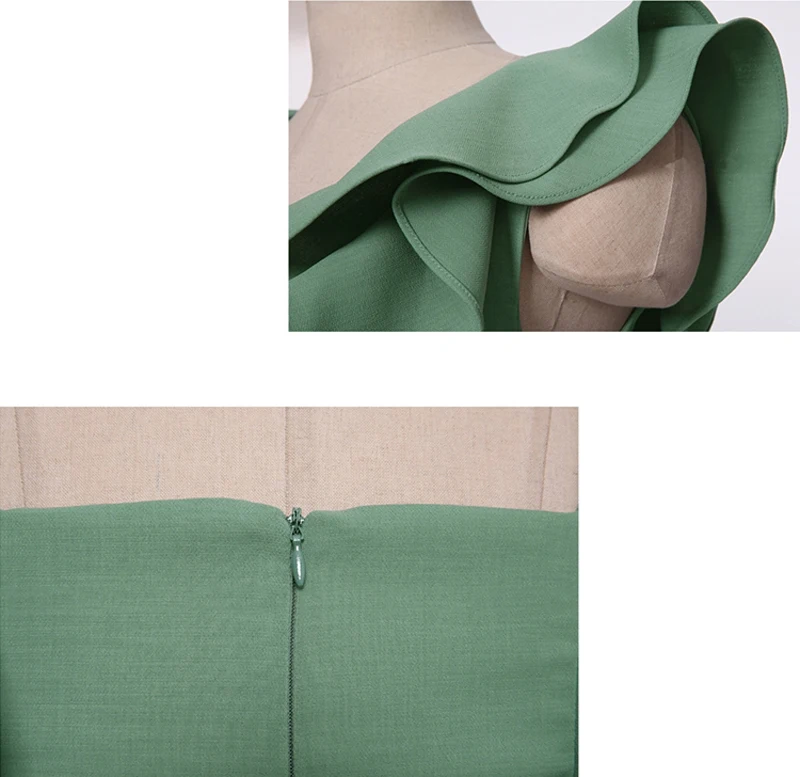 Ruffle Front Buttons Green Pink Bodycon Dress