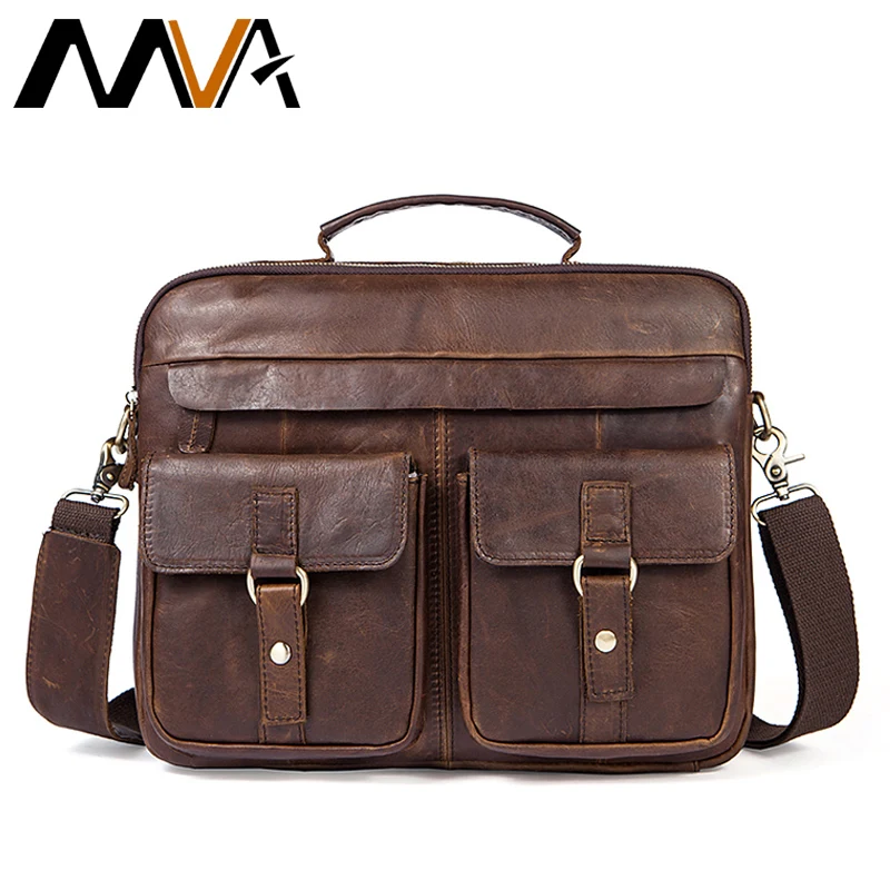 

2019 Men's Briefcases Messenger Bags Men Genuine Leather Briefcases Bag For Documents Laptop Leather Business Bags Work Bag