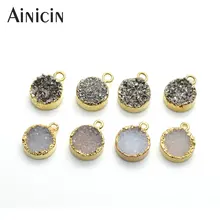 10 шт. 10 мм бусины в форме монет полудрагоценные каменные подвески с серебряным покрытием модные ювелирные изделия