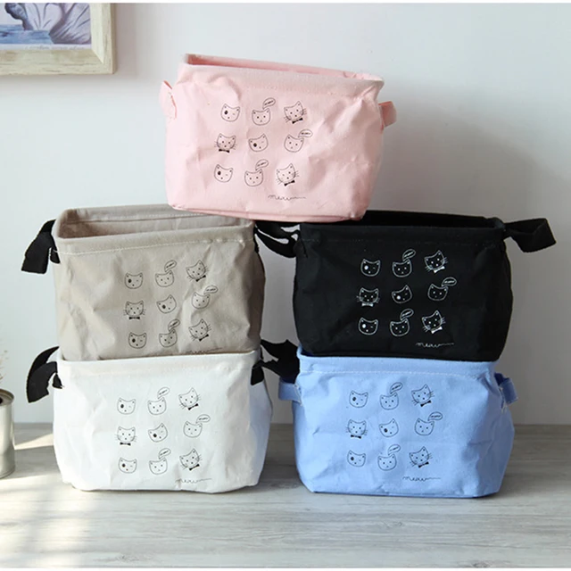 Home Office Nursery Creative Cartoon Kitten Desk Storage Box Car Home Office Nursery Creative Cartoon Kitten Desk Storage Box Car Folding Cute Linen Holder Jewelry Cosmetic