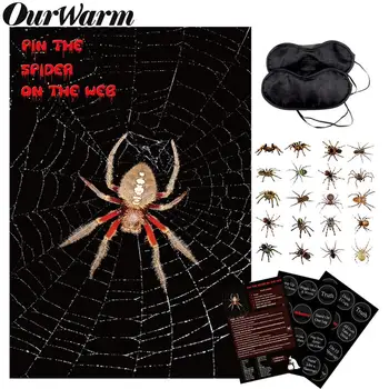 

OurWarm Halloween Party Games Pin The Spider On The Web Fun Kids Games Spiderman Birthday Party Supplies Paper Poster Home Decor