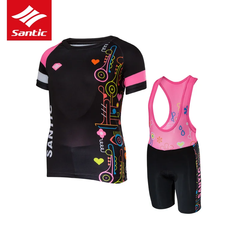 

Santic Girls Cycling Clothing Set Kids Summer Padded Breathable Bicycle Clothing Bike Jersey Dress Maillot Equipe De France 2018