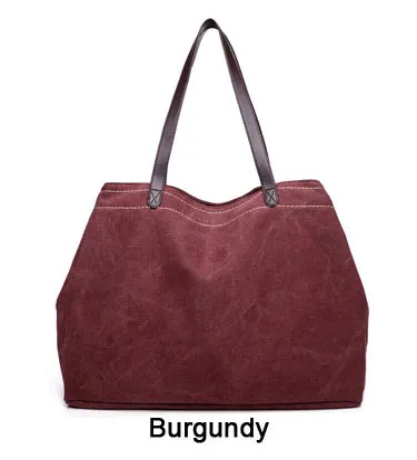 Холщовая Сумка, женская большая сумка, сумки-мессенджеры, повседневная роскошная винтажная сумка, женская сумка-тоут, женские холщовые сумки на плечо, сумки-хобо - Цвет: Бургундия