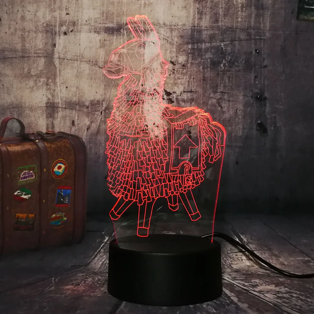 Деревянный конь груди Битва Игра TPS PUBG настольная лампа 7 цветов 3D светодиодный ночной Светильник для мальчиков Рождественский подарок домашний декор вулканической лавы
