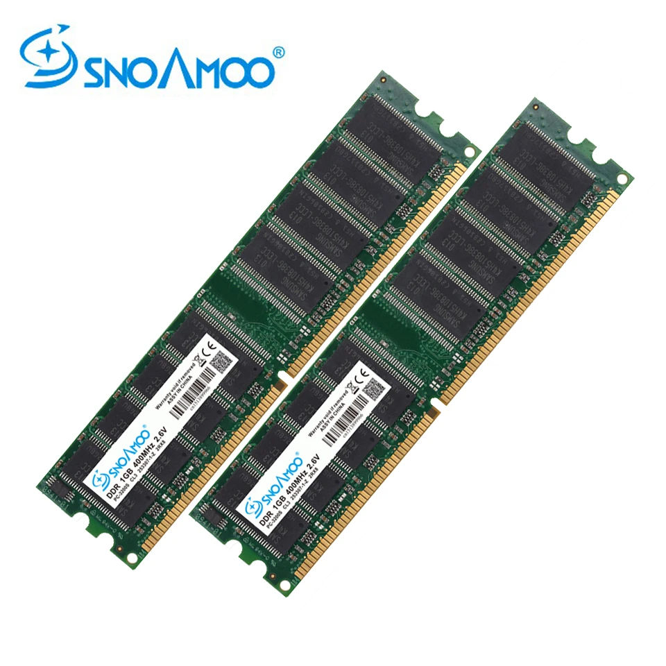 SNOAMOO DDR 2 шт. x1GB 400 МГц PC3200 184PIN CL3 ОЗУ Высококачественная память для настольных ПК DIMM