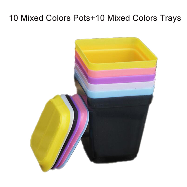 7 Colors Avilable Thicken Flower Pots Planters Pot Trays Plastic Pots Creative Small Square Pots for Succulent plants GYH