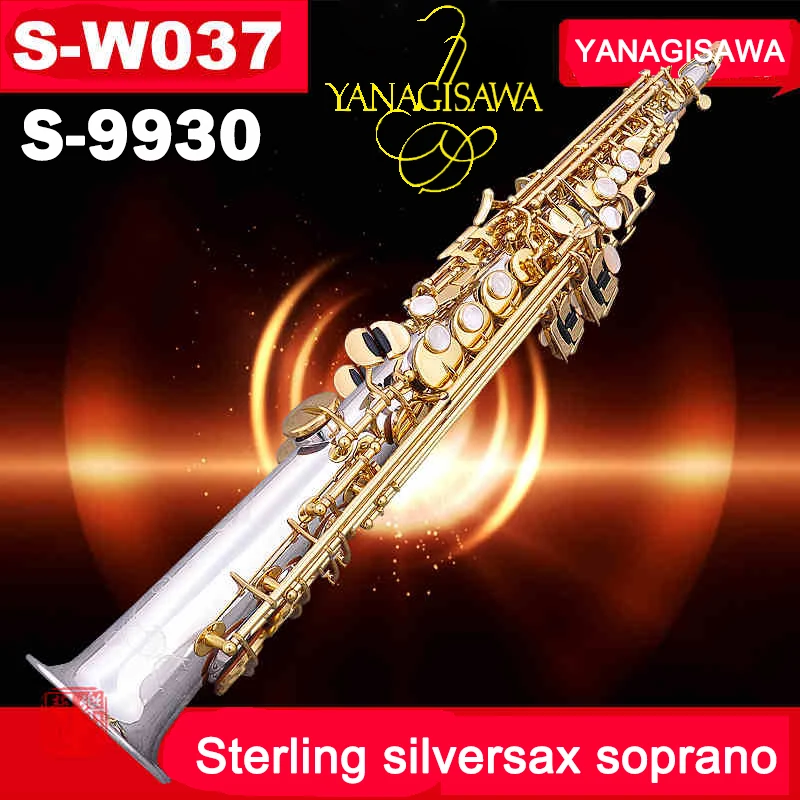 

Original YANAGISAWA S-9030 S-WO3 B(B) Saxophone Soprano Silver Gold Key Silvering Straight Sax profession Mouthpiece Accessories