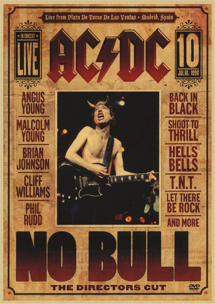 Рок-Группа ACDC Malcolm Angus крафт-бумага винтажный настенный плакат стикер - Цвет: Кофе