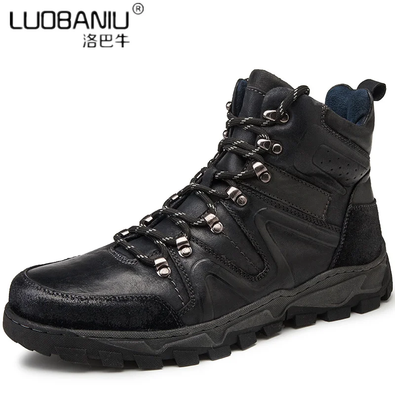 Hot Sale!! Stylish Man Trendy Ankle Boots Genuine Leather Round Toe Lace Up Riding Motorcycle Boots Fashion Mens Shoes