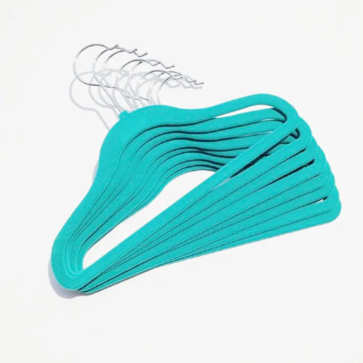 10 قطعة/المجموعة سميكة الأطفال يتدفقون شماعات مع المخملية سطح خزانة الملابس الدعاوى منظم رف الملابس الداخلية الصدرية الجافة رف